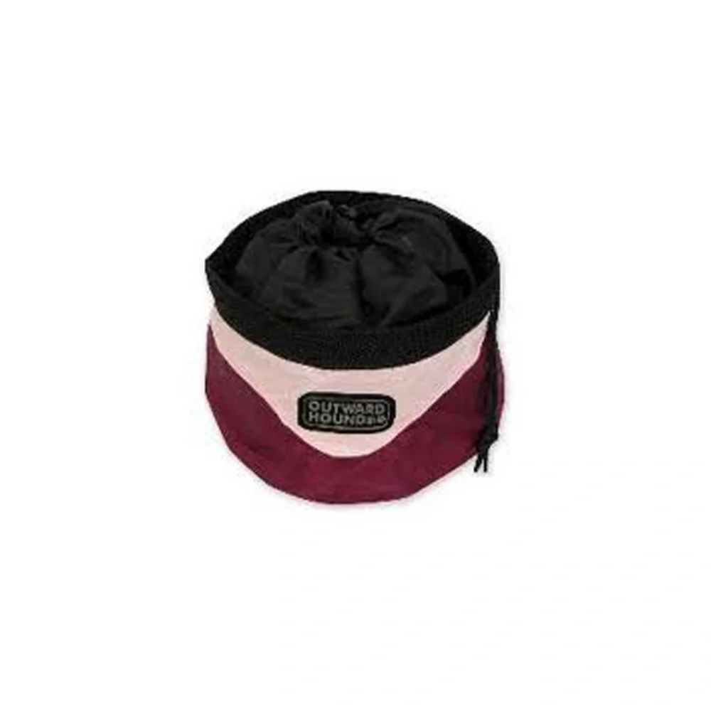 Portable Outward Hound Pet Bowl in Beet & Pink